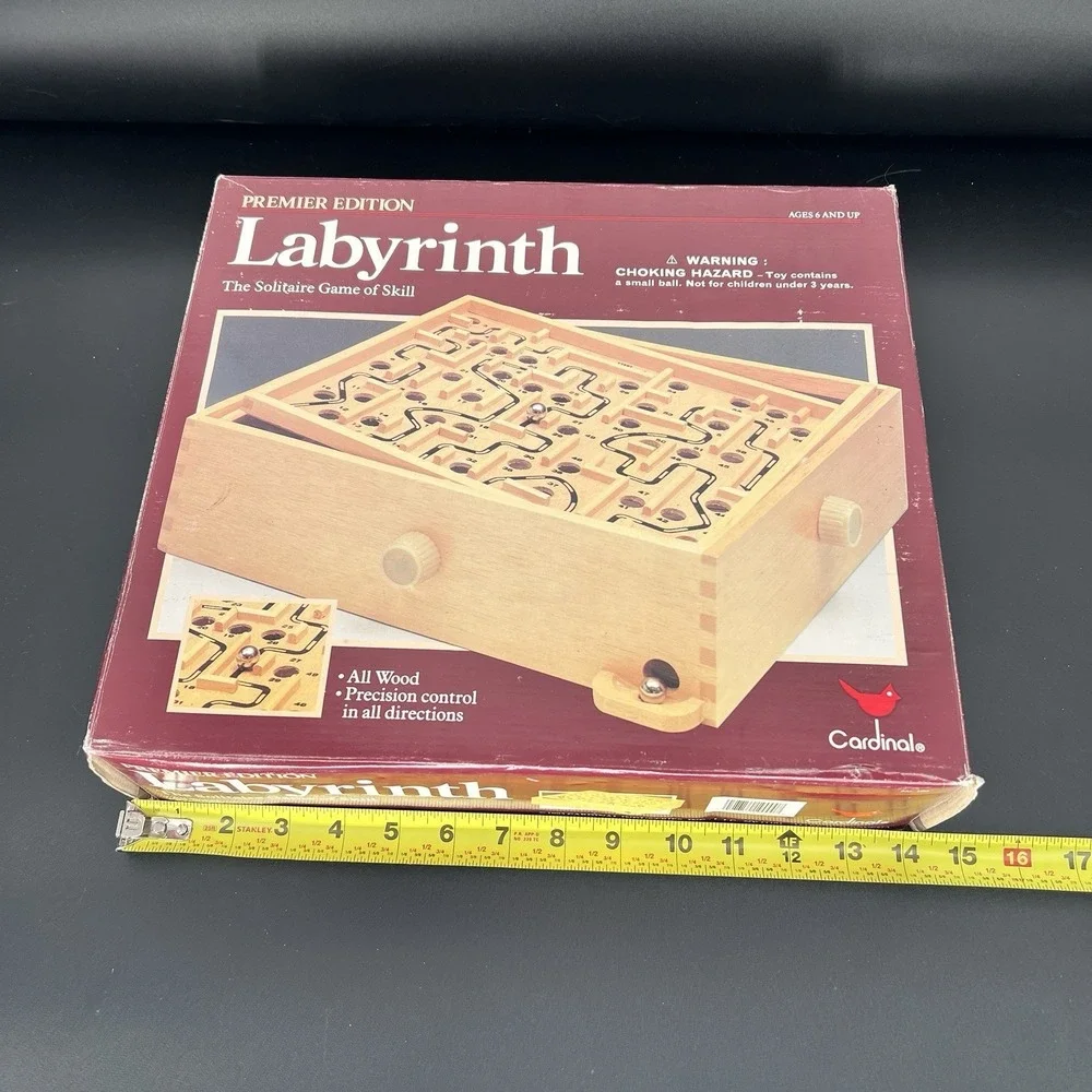 Labyrinth Wooden Tilting Puzzle Maze Game Cardinal #190 Premiere Edition 2 balls